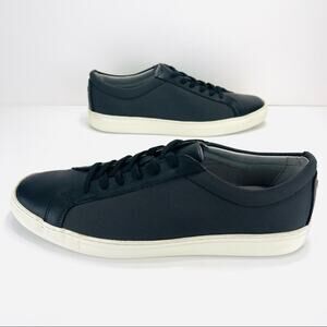TCG Kennedy Men Sneaker Size 12 Black Premium Leather & Fabric Laced Low Top New